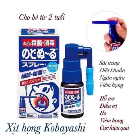Xịt ho kháng khuẩn khử trùng hầu họng Kobayashi 15ml Vị Bạc Hà