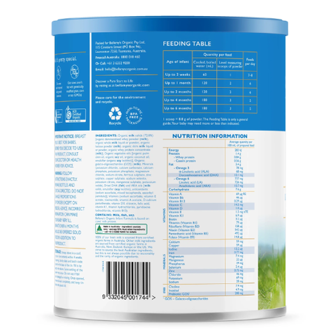 Sữa Hữu Cơ Bellamy’s Organic Classic số 1 (Đạm A1) cho bé từ 0-6 tháng Hộp 900g