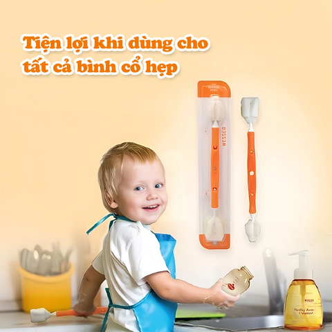 Dụng Cụ Rửa Bình Sữa Wesser Rửa Núm Ty Đa Năng 2 Đầu Mút Hiệu Quả Hơn Với Bình Sữa Cổ Hẹp