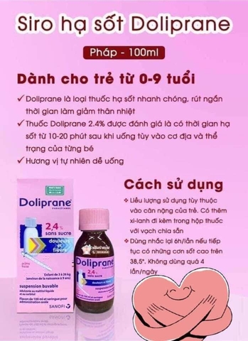 Siro Hạ Sốt Doliprane 2.4% Sans Sucre 100ml Từ Pháp 2026 – Siro Doliprane Giảm Đau Hạ Sốt Hiệu Quả Cho Trẻ Không Đường An Toàn Dễ Uống Hương Trái Cây Paracetamol Chính Hãng Sanofi Giá Rẻ Cho Bé Sơ Sinh Từ 3kg Đến 26kg
