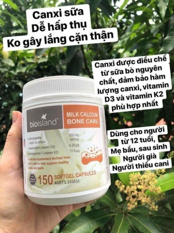 Canxi sữa hữu cơ Bone Care - hỗ trợ xương khớp- Bioisland Milk Calcium - hộp 150 viên