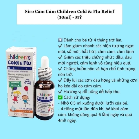 Siro Children Cold and Flu Mỹ 30ml - Giảm cảm lạnh hiệu quả Mỹ