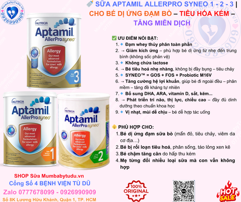 Sữa Aptamil AllerPro Syneo Số 3 900g – Giải Pháp Tốt Nhất Cho Bé Dị Ứng Đạm Sữa Bò 12-36 Tháng