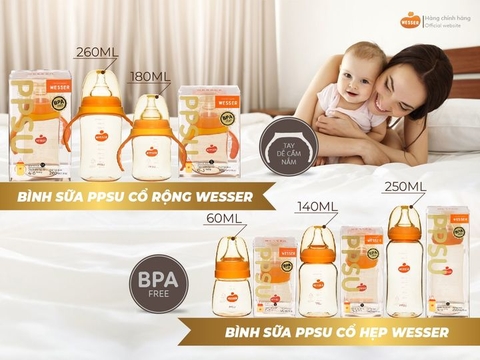 Bình sữa PPSU Wesser  60ml/140ml/250ml