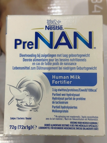 Nestlé PreNAN HMF 1g x 72 Gói – Bột Bổ Sung Sữa Mẹ Cho Trẻ Sinh Non Và Nhẹ Cân
