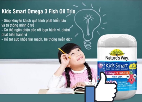 Kẹo Bổ Sung DHA Cho Bé Nature's Way Kids Smart Omega3 Fish Oil High DHA Trio 180 Viên