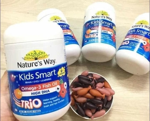 Kẹo Bổ Sung DHA Cho Bé Nature's Way Kids Smart Omega3 Fish Oil High DHA Trio 180 Viên