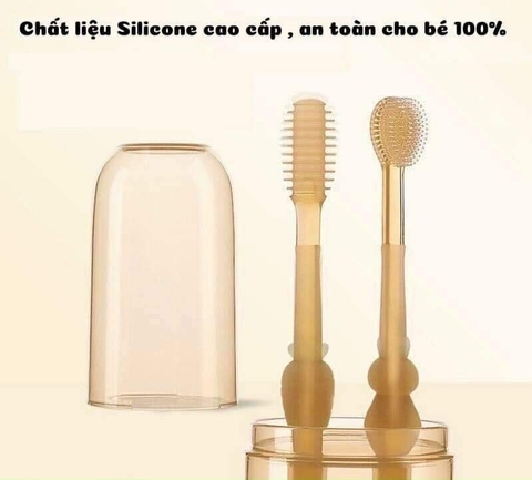 Set Rơ Lưỡi Silicon Kèm Bàn Chải Đánh Răng Siêu Mềm Dễ Dùng Cho Bé