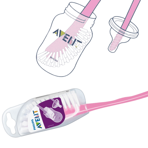 Dụng Cụ Cọ Rửa Bình Sữa Và Núm Ti Philips Avent Màu Hồng SCF145/07
