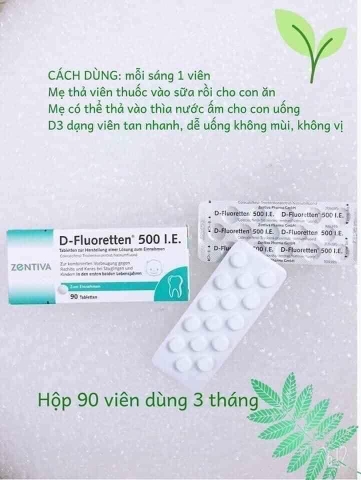 Vitamin d Fluoretten 500 IE, bổ sung D3 flouetten 90 viên