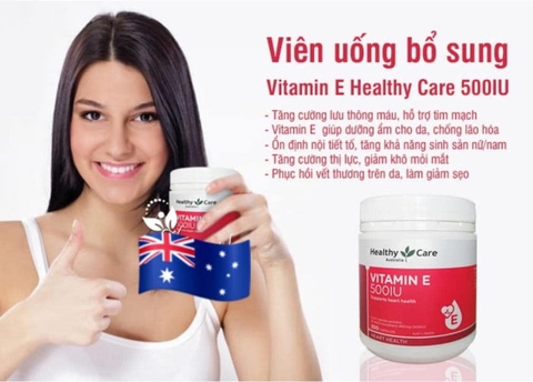 [Date T3.25] Viên uống Vitamin E Healthy Care sáng đẹp da ngừa lão hóa  500IU Của ÚC