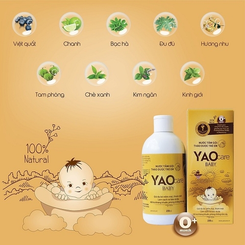 Nước tắm bé thảo dược Yaocare Baby 250ml - DK Pharma