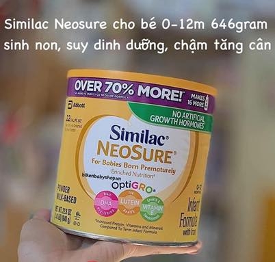 Sữa bột Similac Neosure Infant cho bé sinh non, thiếu tháng, nhẹ cân 0-12 tháng 371g