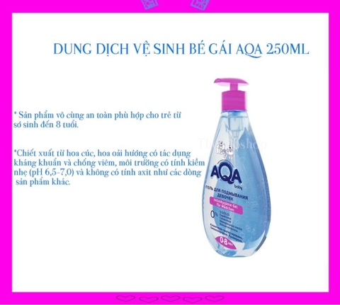 Dung dịch vệ sinh AQA Baby Nga dành cho bé gái , bé trái dạng gel 250ml (từ 0-8y)