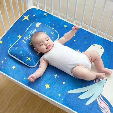 CHIẾU LỤA ĐIỀU HÒA 3D MUSLIN TREE KÈM GỐI THOÁNG KHÍ CHO BÉ SƠ SINH