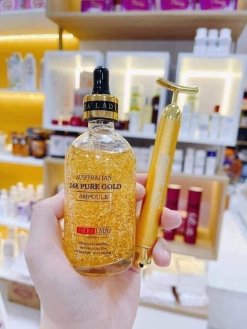 Serum Tinh Chất Vàng 24k + Thanh Lăn Pure Gold Ampoule Thera Lady 100ml  Úc