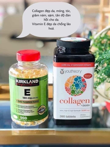 Viên uống đẹp da Collagen vitamin C chai 390 viên hãng Youtheory của Mỹ (mẫu mới)