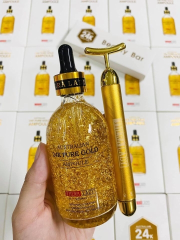 Serum Tinh Chất Vàng 24k + Thanh Lăn Pure Gold Ampoule Thera Lady 100ml  Úc