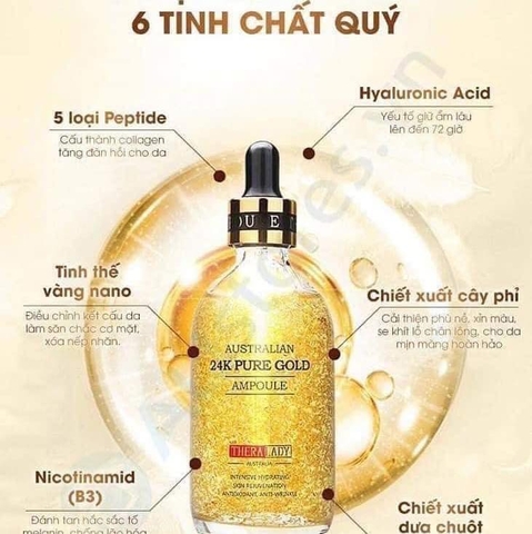 Serum Tinh Chất Vàng 24k + Thanh Lăn Pure Gold Ampoule Thera Lady 100ml  Úc