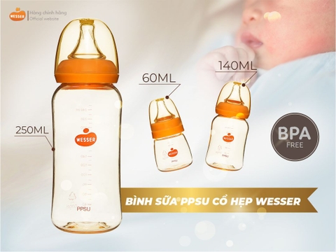 Bình sữa PPSU Wesser  60ml/140ml/250ml