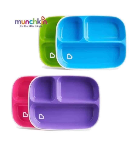 Bộ 2 đĩa chia ngăn chống trượt Munchkin (xanh lá-xanh lơ)