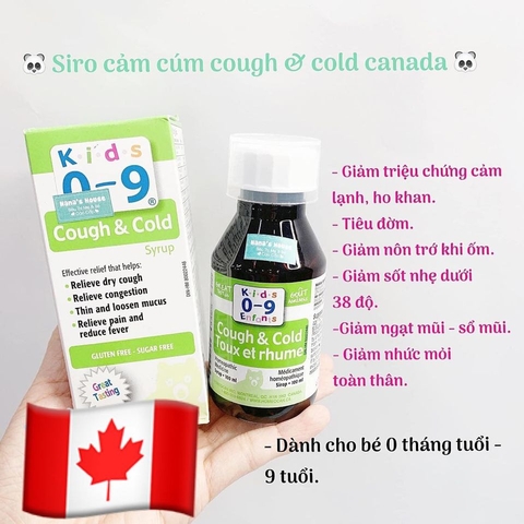 Siro cảm cúm, cảm lạnh Kids Homeocan ( 0-9t) - Canada