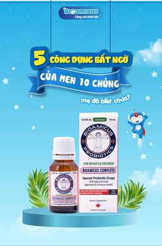 Dung dịch men 10 chủng Bioamicus Complete 10ml hỗ trợ cải thiện hệ vi sinh đường ruột, giảm rối loạn tiêu hóa (10ml)