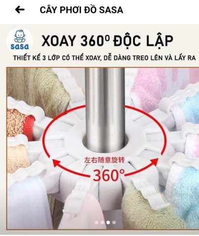 Cây phơi đồ inox 3 tầng 60 kẹp