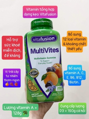 Kẹo dẻo vitamin tổng hợp Vitafusion MultiVites 260 viên