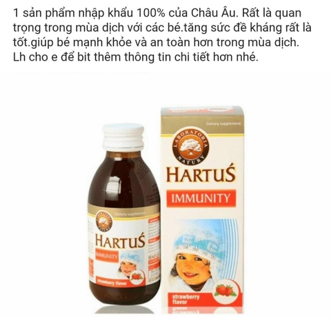 SIRO HARTUS IMMUNITY TĂNG CƯỜNG SỨC ĐỀ KHÁNG CHO TRẺ