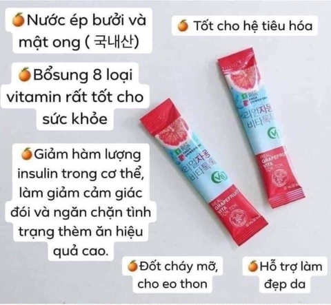 Nước Ép Bưởi Giảm Cân, Đẹp Da Sanga Real Grapefruit Vita [Hộp 30 gói]