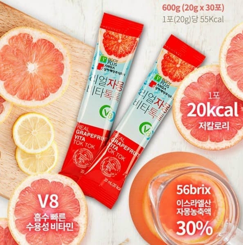 Nước Ép Bưởi Giảm Cân, Đẹp Da Sanga Real Grapefruit Vita [Hộp 30 gói]