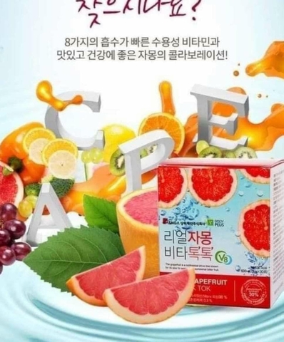 Nước Ép Bưởi Giảm Cân, Đẹp Da Sanga Real Grapefruit Vita [Hộp 30 gói]