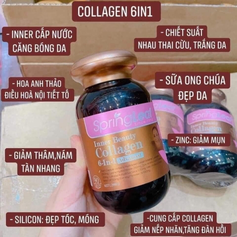 [Hàng Chuẩn Úc] Collagen SPRING LEAF 6 IN 1 Colagen, anh thảo, sữa ong chúa, nhau thai cừu, zin c, inner cấp nước