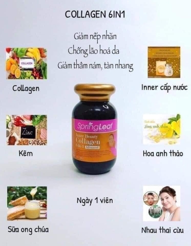 [Hàng Chuẩn Úc] Collagen SPRING LEAF 6 IN 1 Colagen, anh thảo, sữa ong chúa, nhau thai cừu, zin c, inner cấp nước