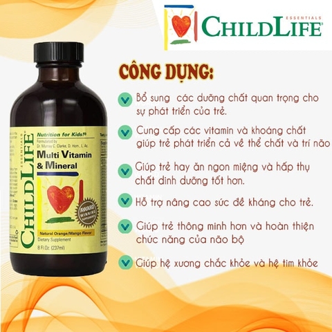 Vitamin Tổng Hợp ChildLife Multi Vitamin Mineral 237ml