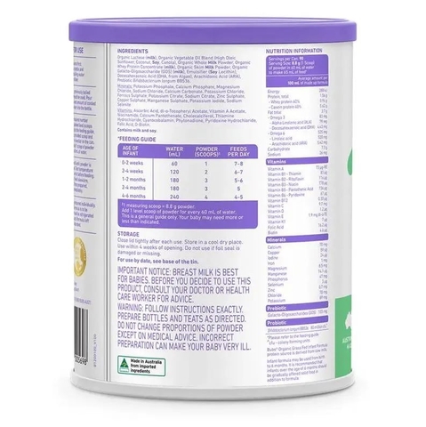 Sữa Bubs Organic Số 2 Grass Fed Follow On Formula 800g Cho Trẻ Từ 6 Đến 12 Tháng
