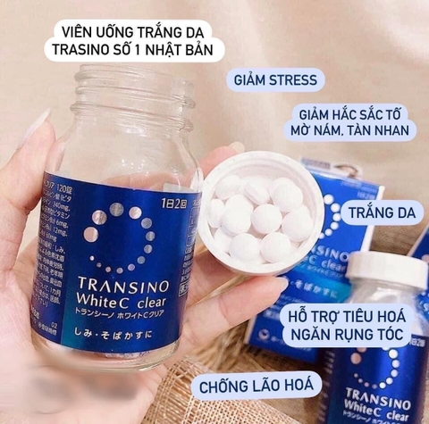 Viên uống Transino trắng da White C Clear Nhật 120 viên ( CHÍNH HÃNG )