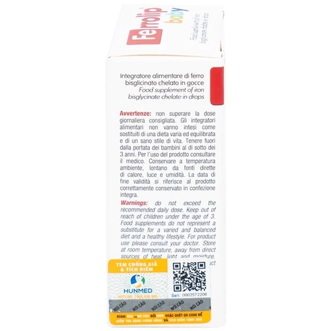 Siro Ferrolip Baby Bổ Sung Sắt Hỗ Trợ Tạo Hồng Cầu Hương Đào 30ml Dạng Nhỏ Giọt (Từ 0 Tháng) 2026 – Siro Bổ Sung Sắt Cho Bé Sơ Sinh Thiếu Máu Thiếu Sắt Tăng Cường Hấp Thu Sắt An Toàn Dễ Uống Chính Hãng Ý Giá Rẻ