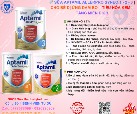 Sữa Aptamil AllerPro Syneo Số 2 900g – Giải Pháp Tốt Nhất Cho Bé Dị Ứng Đạm Sữa Bò 6-12 Tháng