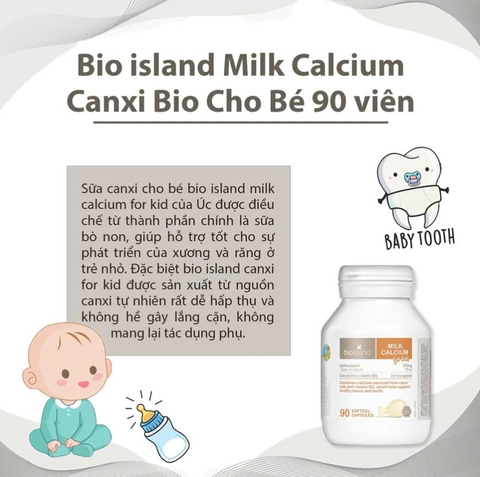 Sữa Canxi Bio Island For Kids – Bổ Sung Canxi Từ Sữa Bò Và Vitamin D3 Cho Trẻ Sơ Sinh Và Trẻ Nhỏ Xương Răng Khỏe Mạnh