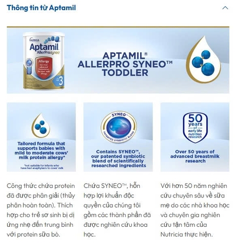 Sữa Aptamil AllerPro Syneo Số 3 900g – Giải Pháp Tốt Nhất Cho Bé Dị Ứng Đạm Sữa Bò 12-36 Tháng