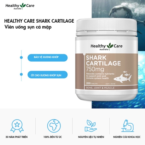[Date T1.25] Viên uống sụn vi cá mập Healthy Care Shark Cartilage 750mg của ÚC