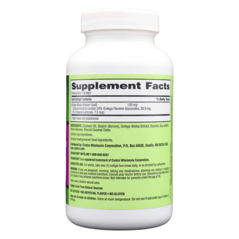 Viên uống bổ não Trunature Ginkgo Biloba 340 viên Mỹ hỗ trợ tuần hoàn máu não