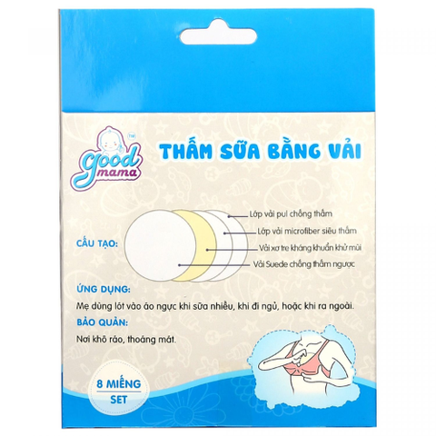 Miếng lót thấm sữa bằng vải giặt được Goodmama (8 miếng)