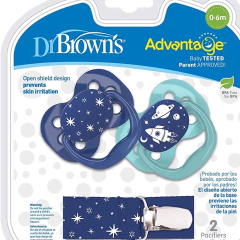 Bộ 2 Núm ti giả đối xứng Dr.Brown's Advantage có luồng khí  2 psc (0-6m)