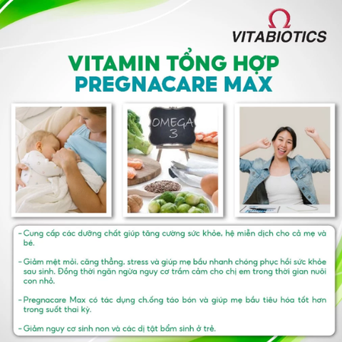 Vitamin tổng hợp cho bà bầu Pregnacare Max 84 viên tăng cường hệ miễn dịch cho cả mẹ và bé, giảm tình trạng ốm nghén Anh Quốc