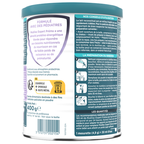 Sữa Bột Modilac Expert Prema Pháp 400g Cho Bé Sinh Non & Nhẹ Cân