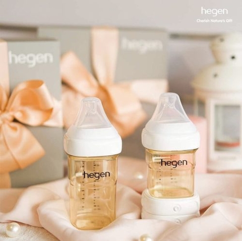 Bình sữa Hegen PPSU 240ml núm ti size M từ 3 – 6 tháng, White
