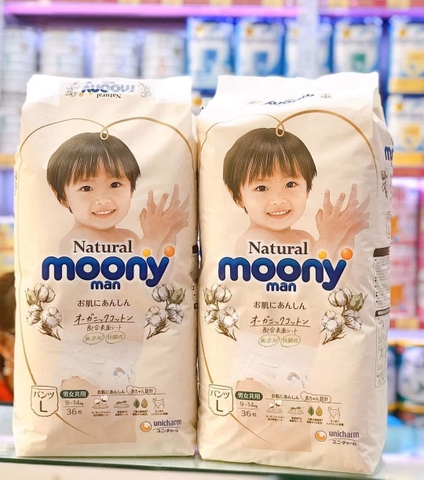 Bỉm tã quần Moony Natural bông hữu cơ các size